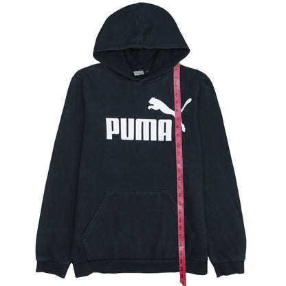 Puma Boys Black Pullover Hoodie 15-16 Years Logo Print Cotton Blend