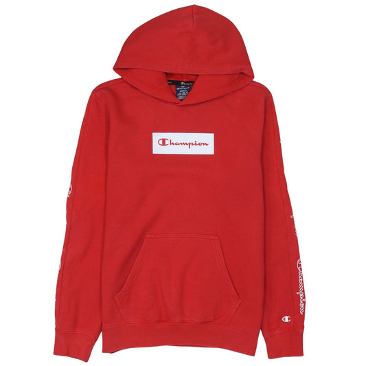 Champion Men's Red Pullover Hoodie Small Logo Fleece Sweatshirt