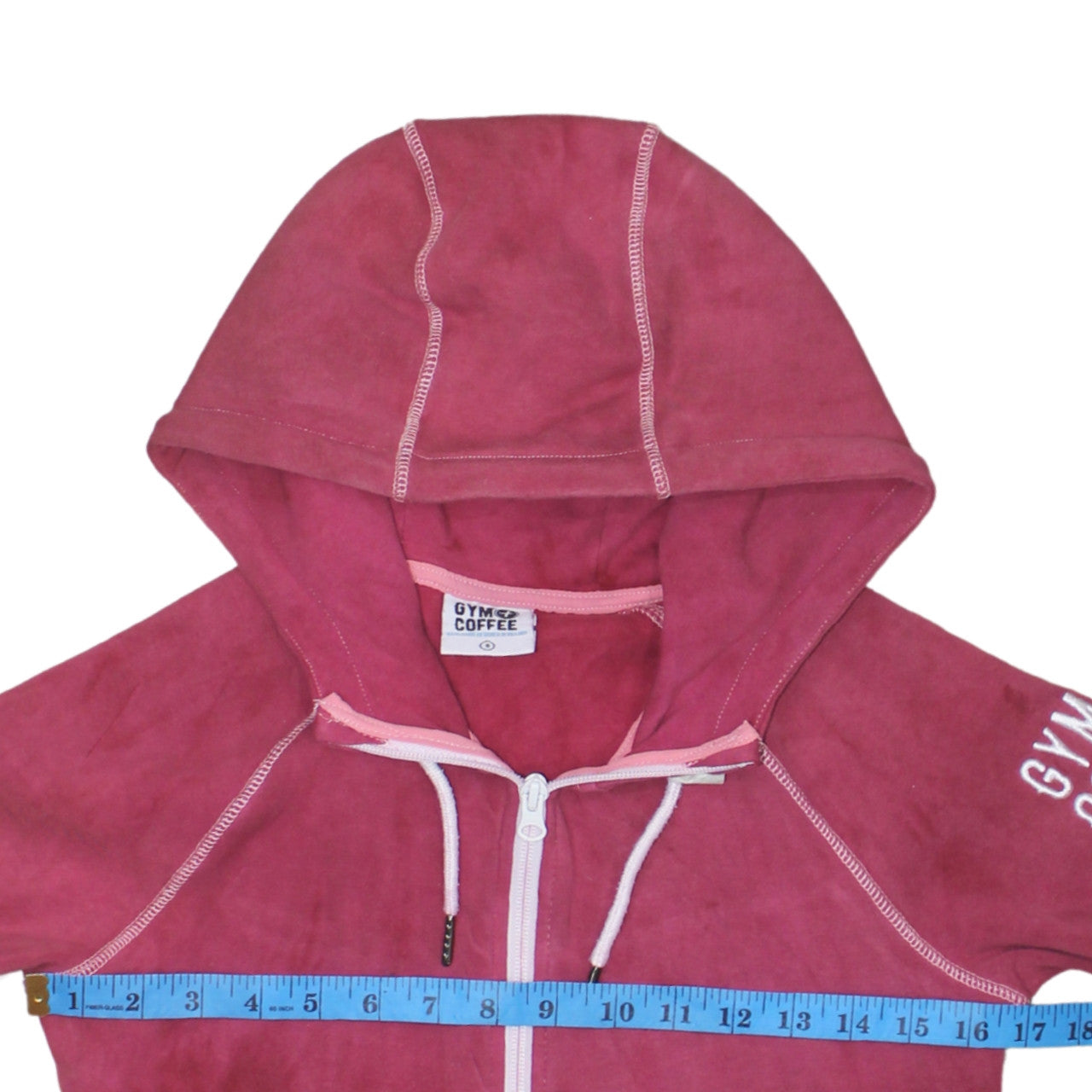 Gym+Coffee Women's Pink Full Zip Hoodie Size S