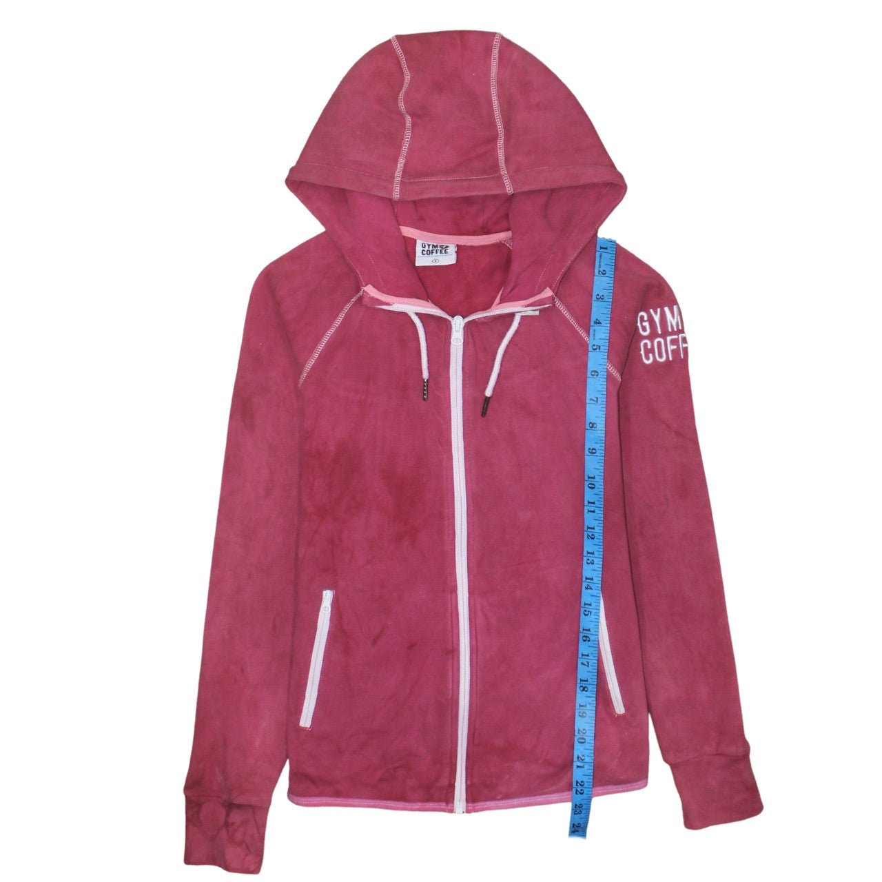 Gym+Coffee Women's Pink Full Zip Hoodie Size S