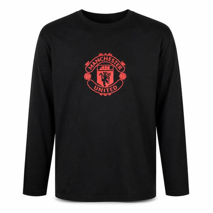 Manchester United Men's Black Long Sleeve XL Cotton T-Shirt
