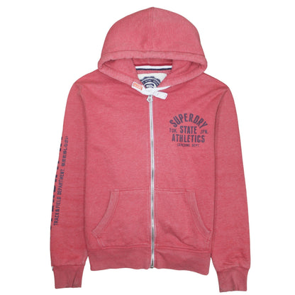 Superdry Men's Red Full Zip Hoodie XL Athletic Print