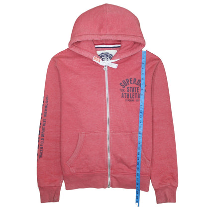 Superdry Men's Red Full Zip Hoodie XL Athletic Print