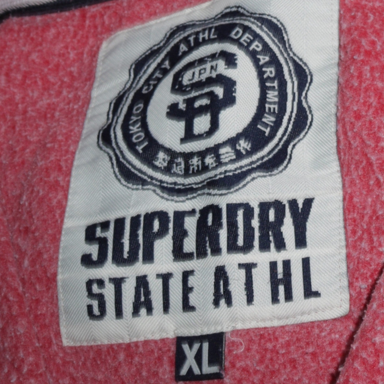 Superdry Men's Red Full Zip Hoodie XL Athletic Print
