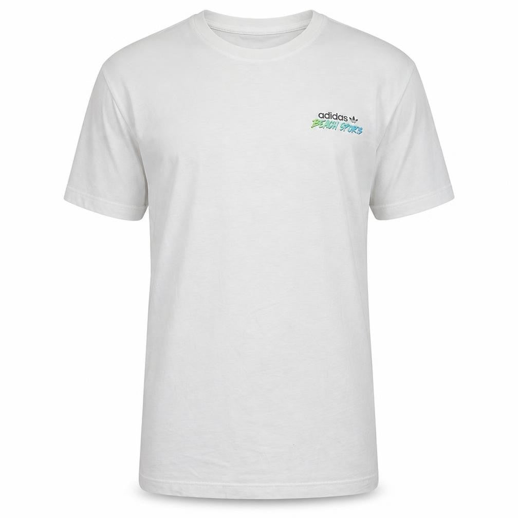 Adidas Men's White Beach Sports Graphic Print Cotton T-Shirt M