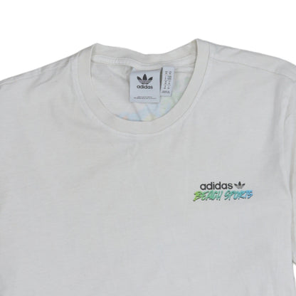 Adidas Men's White Beach Sports Graphic Print Cotton T-Shirt M