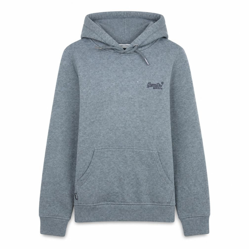 Front view of Superdry Women Grey Hoodie Pullover UK 10 Hooded Logo Casual