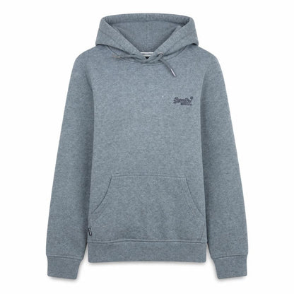 Front view of Superdry Women Grey Hoodie Pullover UK 10 Hooded Logo Casual