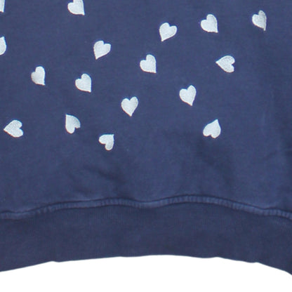 Oasis Womens Navy Blue Heart Print Pullover Sweatshirt XS