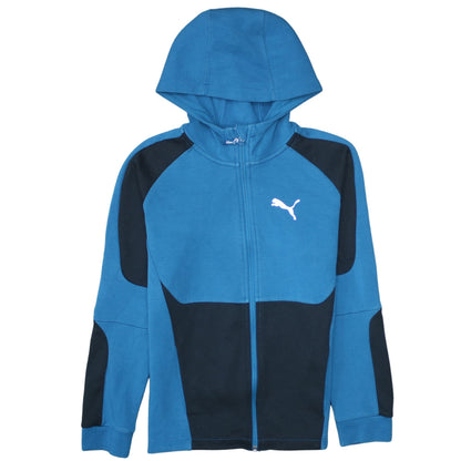 Puma Boys Blue Full Zip Hoodie 164 Graphic Print Cotton Blend