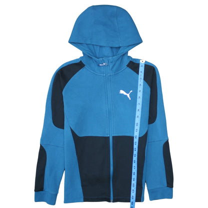 Puma Boys Blue Full Zip Hoodie 164 Graphic Print Cotton Blend