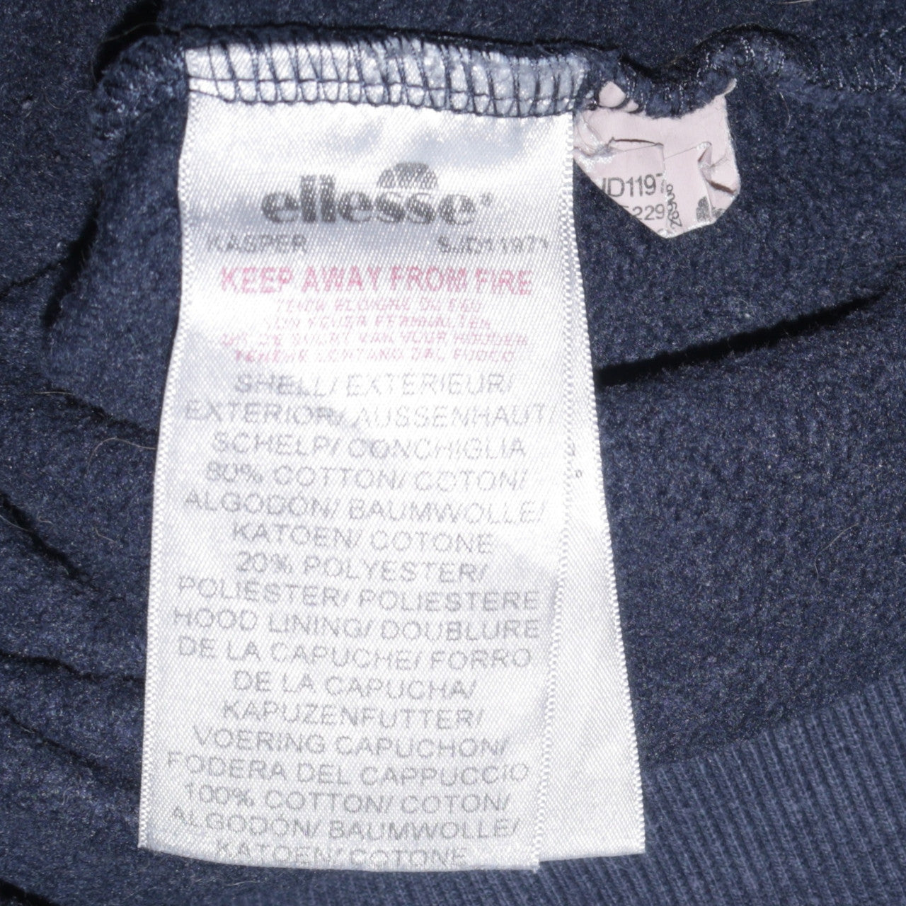 Ellesse Men's Blue Pullover Hoodie M Embroidered Logo Fleece