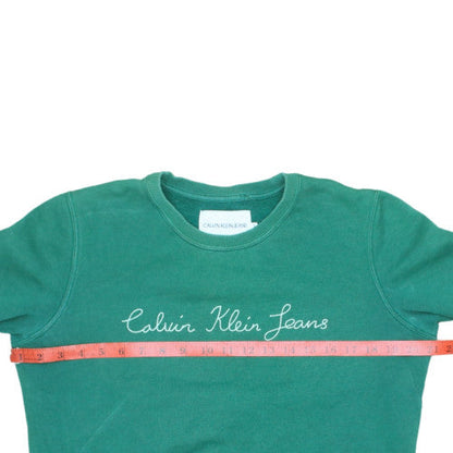 Calvin Klein Jeans Women's Green Cotton Crew Neck Sweatshirt Size S