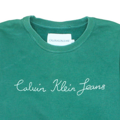 Calvin Klein Jeans Women's Green Cotton Crew Neck Sweatshirt Size S