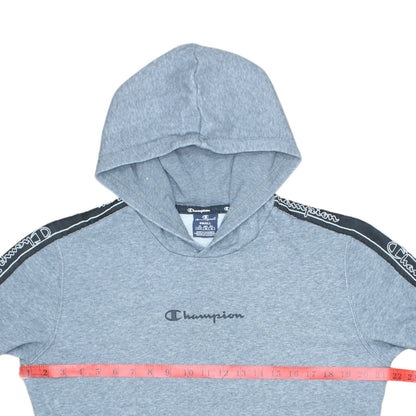 Champion Men's Grey Small Pullover Logo Hoodie - Regular Fit