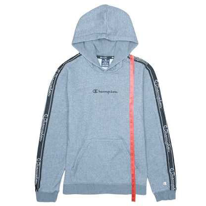 Champion Men's Grey Small Pullover Logo Hoodie - Regular Fit