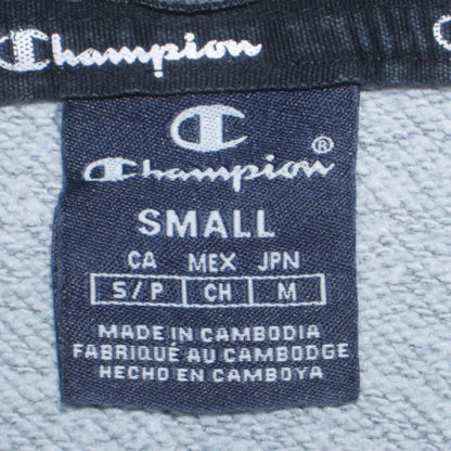 Champion Men's Grey Small Pullover Logo Hoodie - Regular Fit