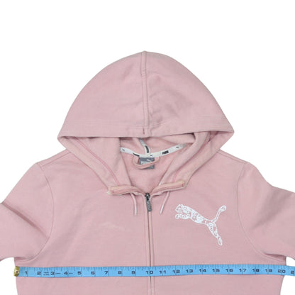 Puma Womens Pink Full Zip Hoodie XL - Soft Fleece Lined Sweatshirt