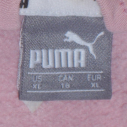 Puma Womens Pink Full Zip Hoodie XL - Soft Fleece Lined Sweatshirt