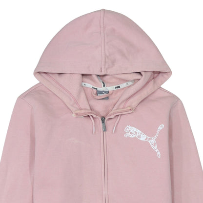 Puma Womens Pink Full Zip Hoodie XL - Soft Fleece Lined Sweatshirt