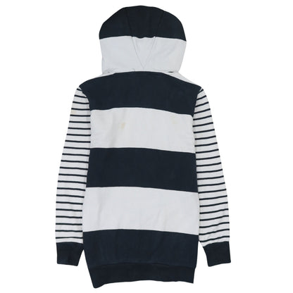 Adidas Womens Navy White Striped Pullover Hoodie UK 6 Cotton Blend