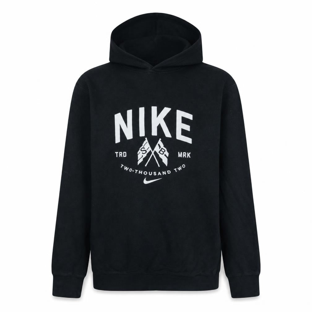 Front view of Nike SB Men's Black Pullover Hoodie M Logo Skateboarding Fleece
