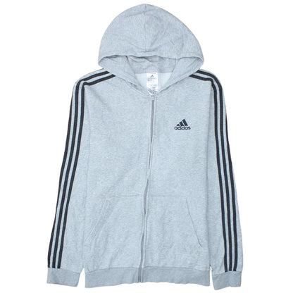 Adidas Men's Grey Full Zip Hoodie Size M Sports Hooded Sweatshirt