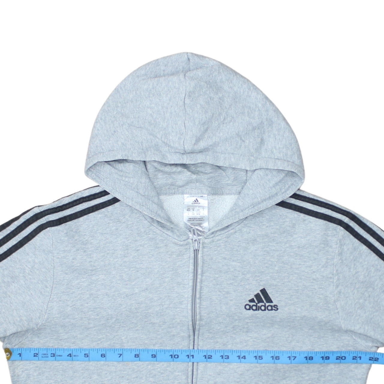 Adidas Men's Grey Full Zip Hoodie Size M Sports Hooded Sweatshirt