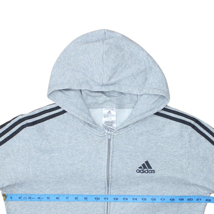 Adidas Men's Grey Full Zip Hoodie Size M Sports Hooded Sweatshirt