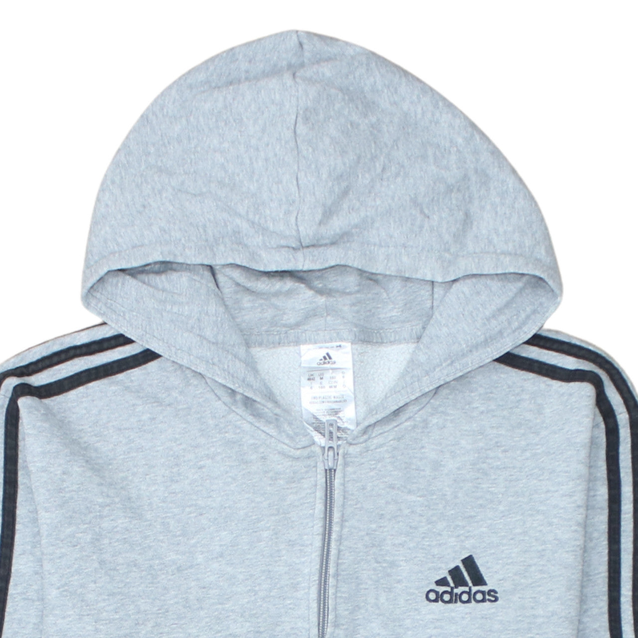 Adidas Men's Grey Full Zip Hoodie Size M Sports Hooded Sweatshirt