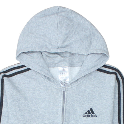 Adidas Men's Grey Full Zip Hoodie Size M Sports Hooded Sweatshirt
