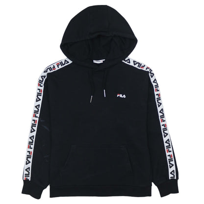 Fila Men's Black Pullover Hoodie with Logo Trim Size S