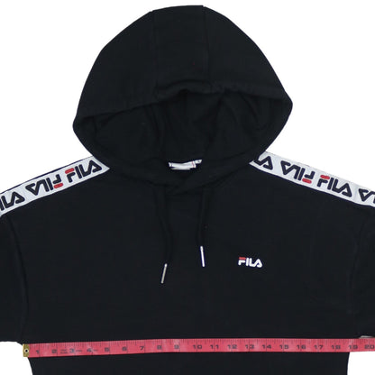 Fila Men's Black Pullover Hoodie with Logo Trim Size S