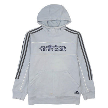 Adidas Men Grey Pullover Hoodie Medium Logo Sports Style
