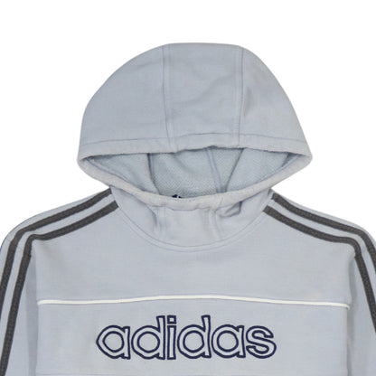 Adidas Men Grey Pullover Hoodie Medium Logo Sports Style