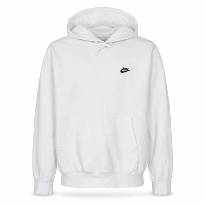 Front view of Nike Men’s White Pullover Hoodie M Sports Fleece Sweatshirt