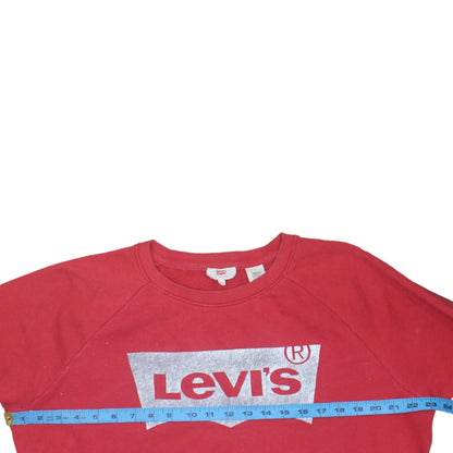 Levi's Men's Red Crew Neck Logo Sweatshirt Size S Regular Fit