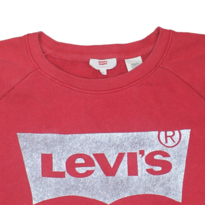 Levi's Men's Red Crew Neck Logo Sweatshirt Size S Regular Fit