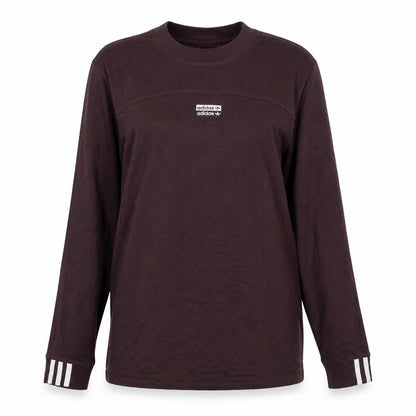 Adidas Brown Long Sleeve Womens Size 10 Cotton Crew Neck Active Top