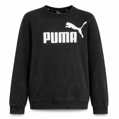Front view of Puma boys’ black pullover sweatshirt 15-16 years fleece logo crew neck