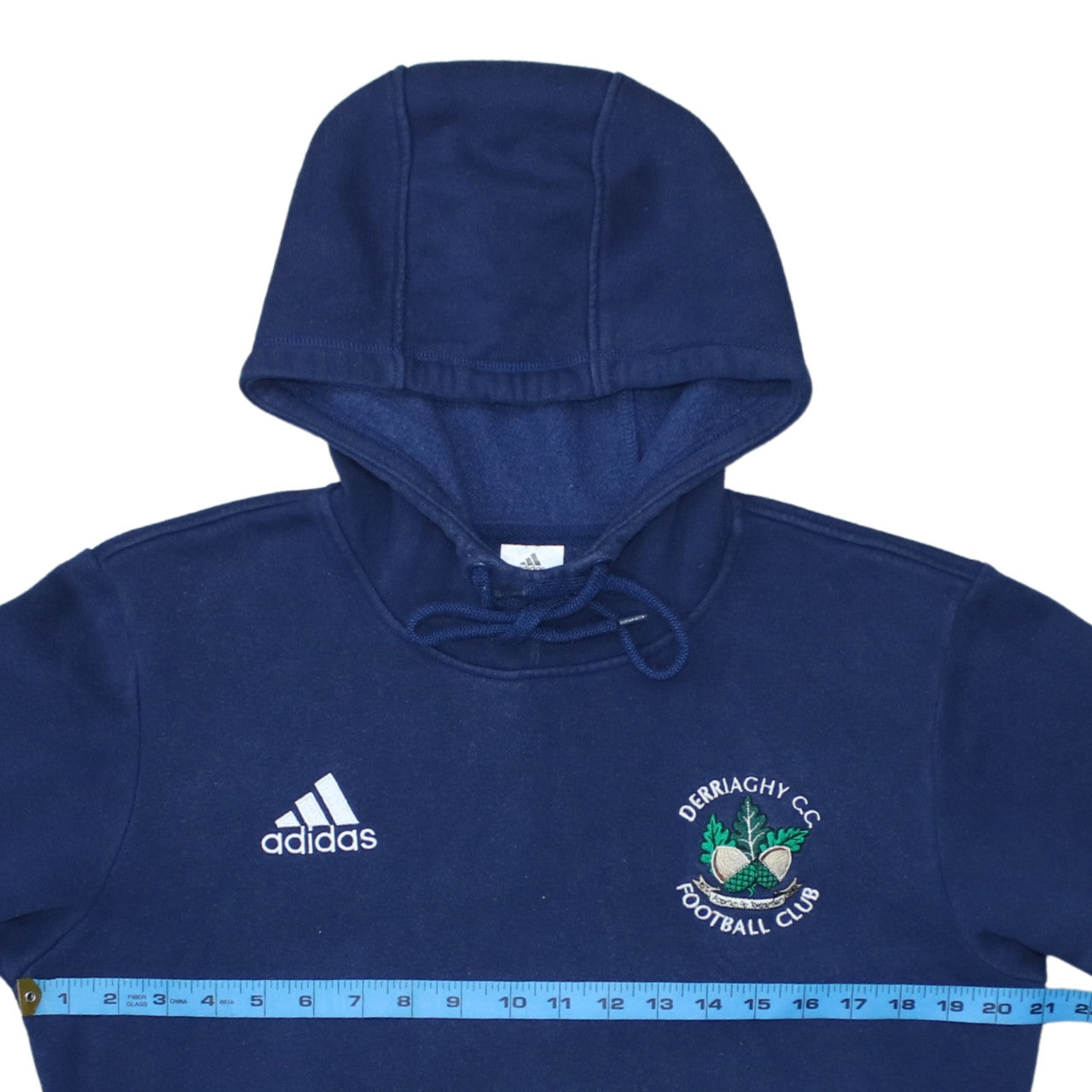Adidas Mens Blue Pullover Hoodie Size S Regular Fit Sports Embroidered