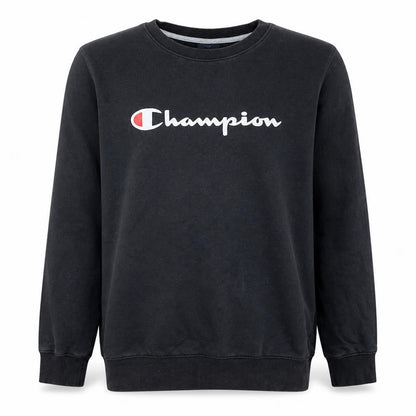 Champion Men's Black Crew Neck Logo Sweatshirt Medium