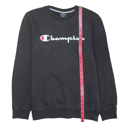 Champion Men's Black Crew Neck Logo Sweatshirt Medium