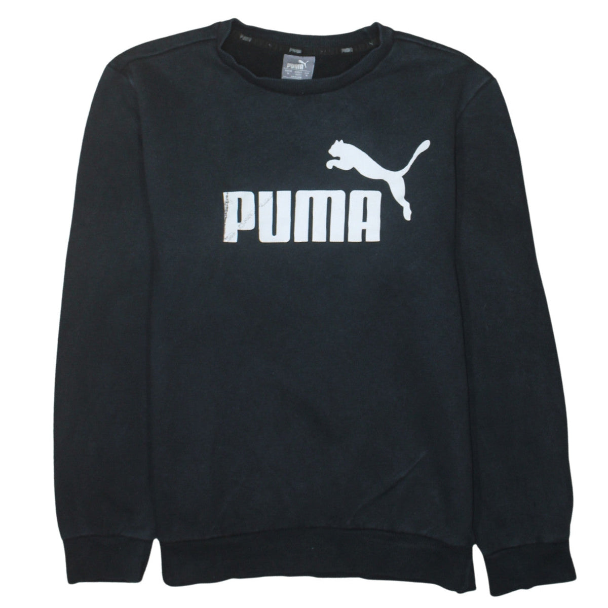 Puma Men's Black Crew Neck Logo Pullover Sweatshirt Size M