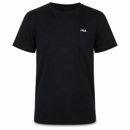 Front view of Fila Men's Black Cotton Crew Neck Short Sleeve T-Shirt, size S