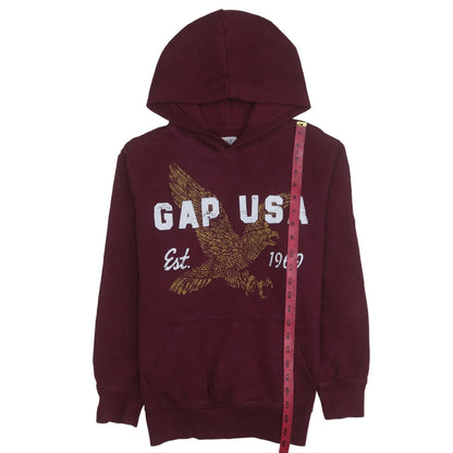 GAP Kids Boys Burgundy Pullover Hoodie XL Graphic Eagle Print 13 Years