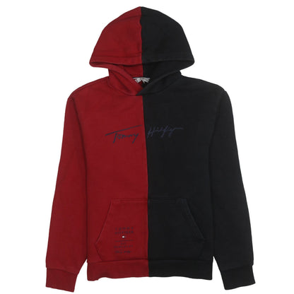 Tommy Hilfiger Men’s Red & Black Colour Block Pullover Hoodie Medium