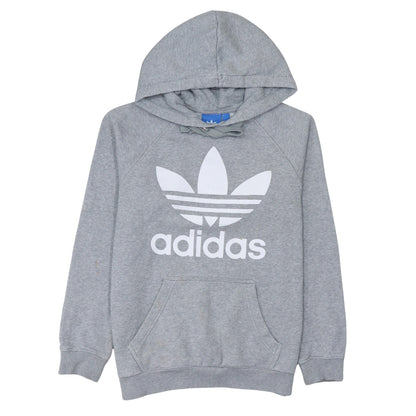 Adidas Men's Grey Pullover Hoodie Small Logo Fleece Sweatshirt