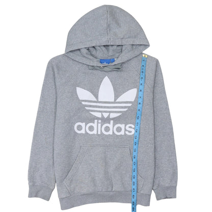 Adidas Men's Grey Pullover Hoodie Small Logo Fleece Sweatshirt