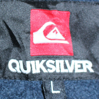 Quiksilver Men’s Blue Full Zip Hoodie L Fleece Logo Surf Style